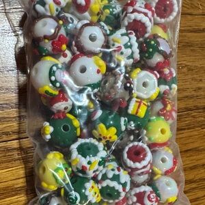 50 piece hand painted fancy Festive Christmas Beads